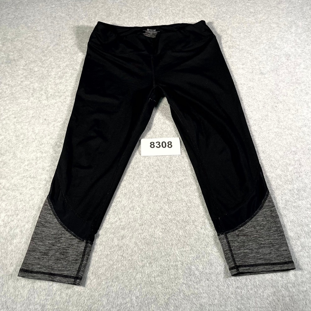 Gaiam Leggings Women Large Black Stretch Elastic Waist Athletic Yoga Performance